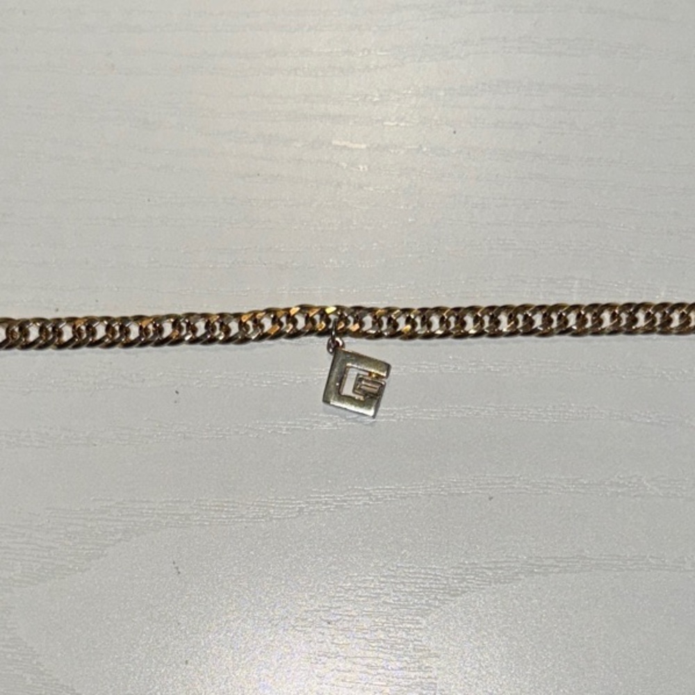 Givenchy Golden Bracelet Crystal baguette in Logo charm 7 inch